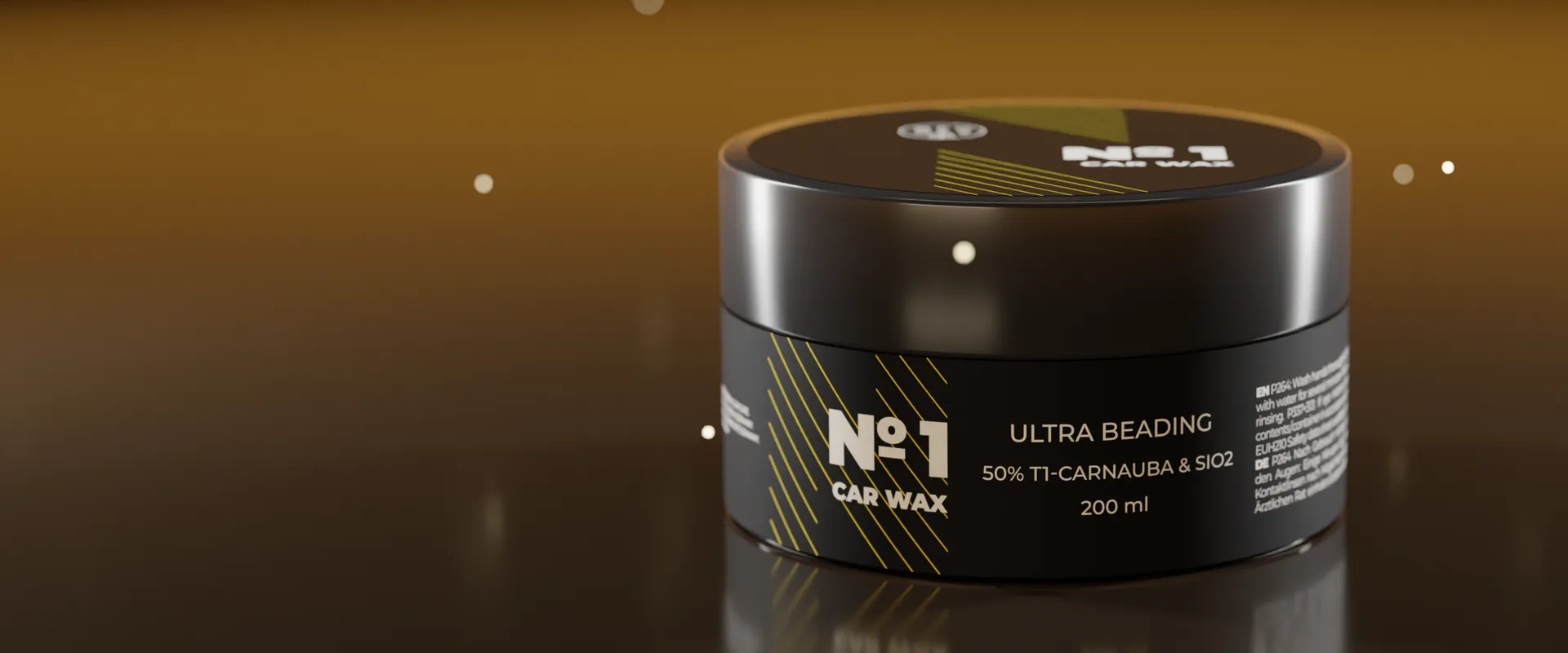NEOWAX №1 Car Wax im Studio: Etikett, Deckel und Wachsoberfläche
